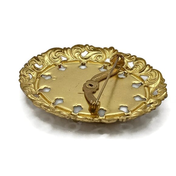 Vintage Western Germany Victorian Lady Portrait Filigree Brooch - Picture 4 of 7